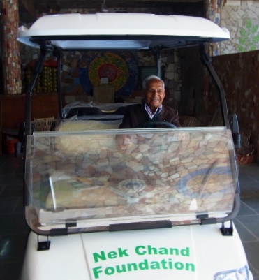 Nek Chand in Golf Cart