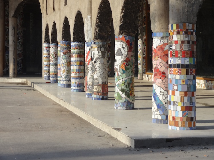 Mosaic columns created by NCF volunteers, Phase 3, Rock Garden